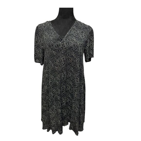 💎 Anthropologie Staring at Stars Trapeze Dress Black - Picture 2 of 10